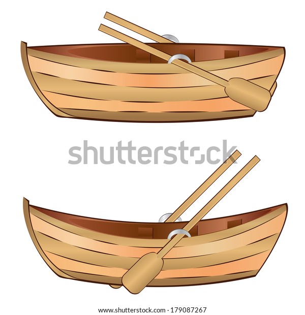 Vintage Wooden Boat Paddles On White Stock Vector (Royalty Free) 179087267