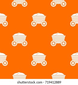 Vintage wooden cart pattern repeat seamless in orange color for any design. Vector geometric illustration