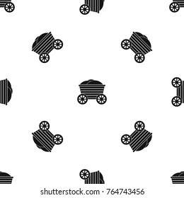 Vintage wooden cart pattern repeat seamless in black color for any design. Vector geometric illustration