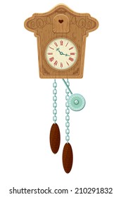 vintage wooden Cuckoo Clock - object isolated on white background