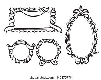 VINTAGE WOODEN FRAMES GALLERY. Vector illustration. wall 