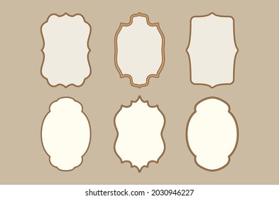 Vintage Wooden Frames Vector Set of Six