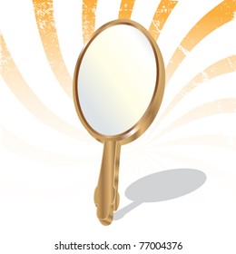 Vintage Wooden Hand Mirror - Eps8