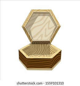 Vintage wooden jewelry box. Isolated on white background. Vector illustration.