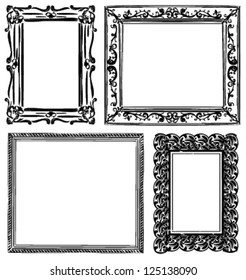 Vintage Wooden Wall Frames Vector Illustration Stock Vector (Royalty ...