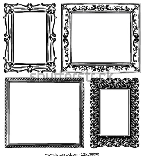 Vintage Wooden Wall Frames Vector Illustration Stock Vector (Royalty