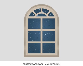 Vintage Wooden Windows with Elegant Shutters and Starry Night Background