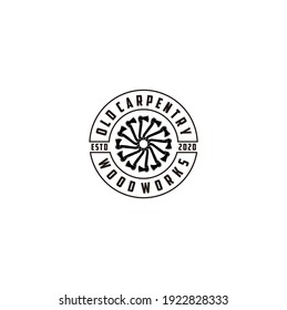 Vintage Woodworking Circular Axe Logo Design, Creative Carpentry Lumberjack Typography Emblem Vector