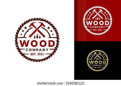Vintage Woodworking Logo Design Element Stock Vector Illustration Template