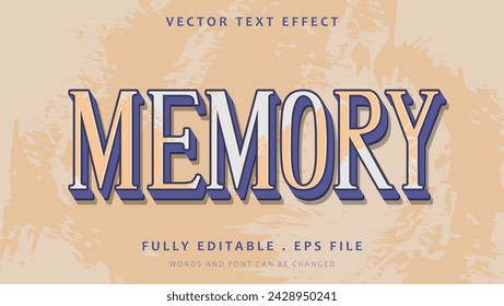 Vintage Word Memory Editable Text Effect Design Template. Effect Saved In Graphic Style