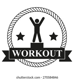 Vintage workout Label. Vector Illustration isolated on white background.