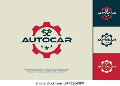 Vintage workshop emblem logo design. Car repair logo design.