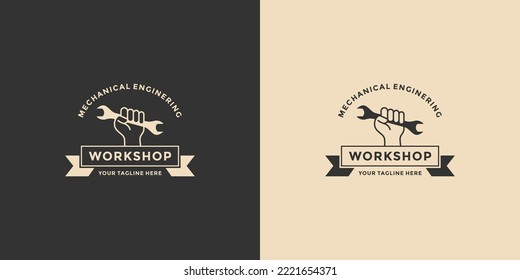 vintage workshop logo design badge