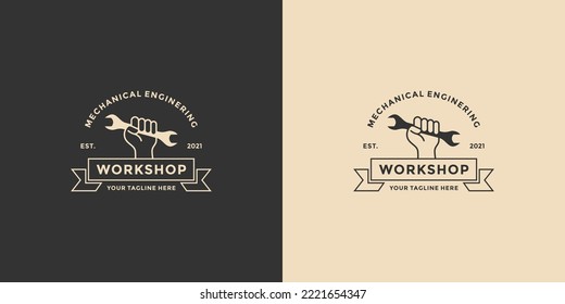 vintage workshop logo design. mechanic logo engineer