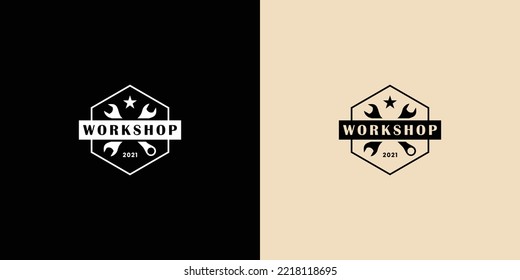 vintage workshop logo design for mechanical engineering