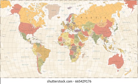 Vintage World Map - Detailed Vector Illustration
