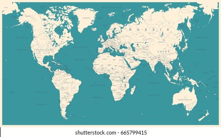 Vintage World Map - Detailed Vector Illustration