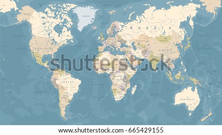 Vintage World Map - Detailed Vector Illustration