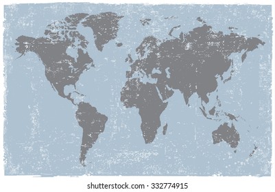 Vintage world map.Old world map with grunge texture.Vector illustration.