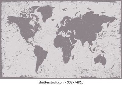 Vintage world map.Old world map with grunge texture.Vector illustration.