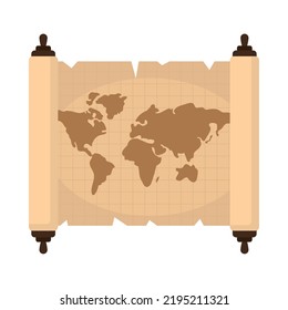 Vintage World Map Icon Isolated