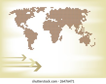 Vintage world map mosaic (round pixels)