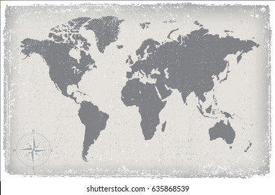 Vintage world map.Grunge map of the world.