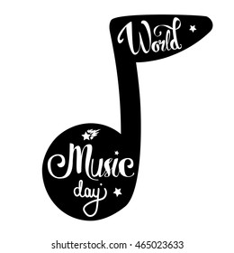 Vintage World Music Day Lettering for Banner, Poster, Card. Vector