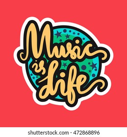 Vintage World Music Day Lettering for Banner, Badge, Sticker, Poster, Card. Vector