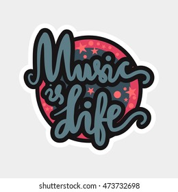 Vintage World Music Day Lettering for Banner and Badge. Sticker, Poster, Card Design Template. Vector