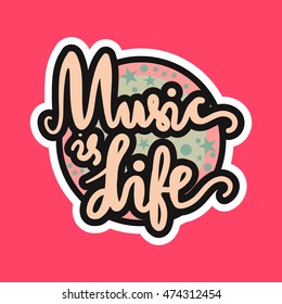 Vintage World Music Day Lettering for Banner and Badge. Sticker, Poster, Card Design Template. Vector