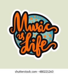 Vintage World Music Day Lettering for Banner and Badge. Sticker, Poster, Card Design Template. Vector