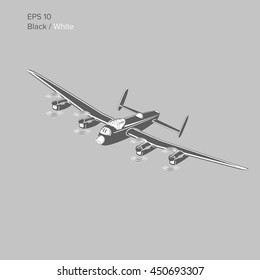 Vintage world war 2 heavy bomber. Old retro piston engine propelled heavy aircraft. Vector illustration