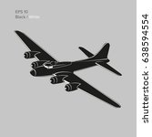 Vintage world war 2 legendary heavy bomber. Old retro piston engine propelled heavy aircraft. Vector illustration icon