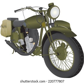 A Vintage World War Two Army Motorbike isolated on white