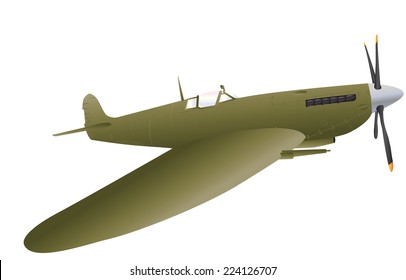 A Vintage World War Two Fighter Plane isolated on white