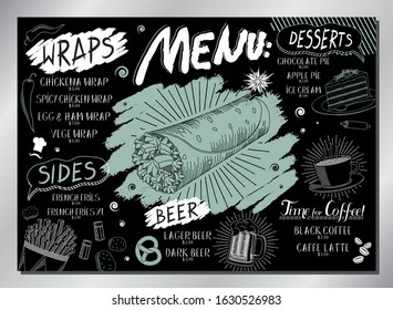 Vintage wraps table menu - A3 size (420x297 mm)