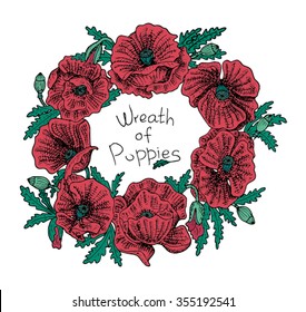 vintage wreath of poppies