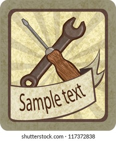 Vintage wrench and screwdriver vector
