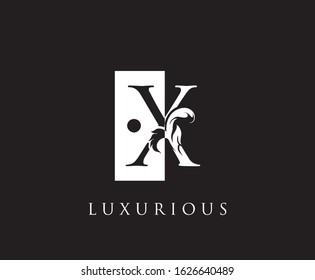 Vintage X Letter Swirl Logo. Black and White X With Classy Leaves Shape design perfect for fashion, Jewelry, Beauty Salon, Cosmetics, Spa, Hotel and Restaurant Logo. 
