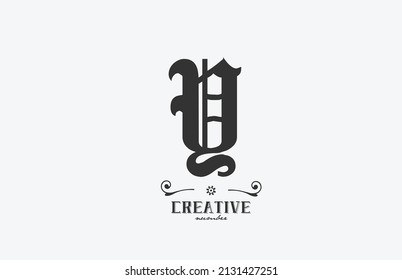vintage Y alphabet letter logo icon design. Creative template for business in grey and white