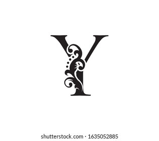 Vintage Y Letter Swirl Logo. Black Y With Classy Leaves Shape design perfect for fashion, Jewelry, Beauty Salon, Cosmetics, Spa, Hotel and Restaurant Logo. 