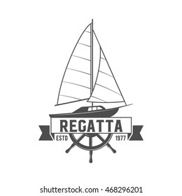 Vintage yacht club badge and logotype. Vintage retro nautical  emblem and label. Yackting logo