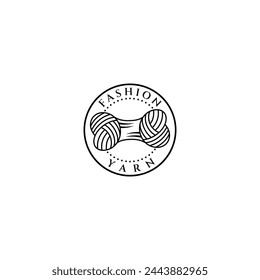 Vintage yarn fashion emblem logo. Crochet minimalist logo design