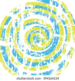vintage yellow and blue ink spiral background, grunge splash, vector paint brush
