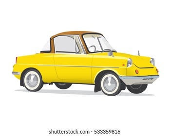 Vintage Yellow car - Vector illustration 