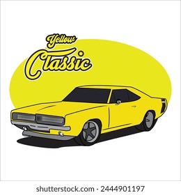 Ilustración vectorial de coche Antiguas yellow classic