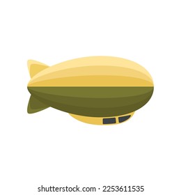 Vintage yellow dirigible vector illustration. Colorful zeppelin or airship for carrying passengers isolated on white background. Transportation, tourism, aviation industry concept