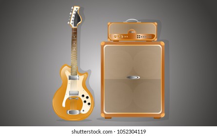 Vintage yellow electric guitars and a combo amplifier