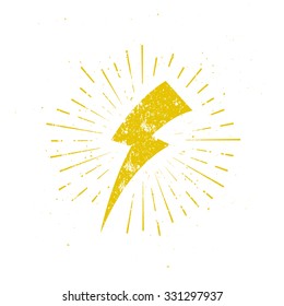 Vintage Yellow Lightning Bolt Signs. Template for t-shirt, cover, pack, poster or your art works.